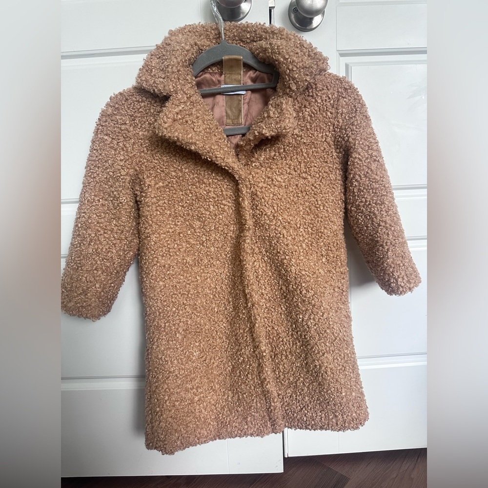 Monnalisa brown teddy coat with buttons